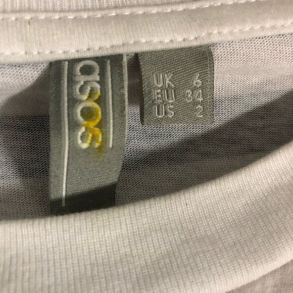 ASOS striped short sleeve top size 2 tan blue white - Picture 3 of 3